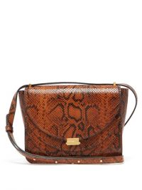 WANDLER Luna python-effect leather bag in brown ~ reptile print shoulder bags