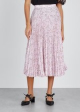 MARKUS LUPFER Hailey floral-print pleated midi skirt in pink / floaty spring skirts