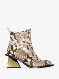 Marques’Almeida 65 Snake-Effect Ankle Boots in beige / gold tone block heel boot