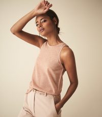 REISS MAUDE SEMI SHEER VEST TOP BLUSH ~ essential pale-pink tank ~ casual luxe