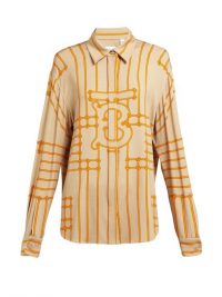 BURBERRY Monogram-print silk-blend shirt in beige