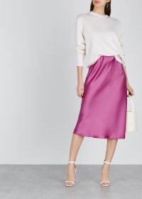 NANUSHKA Zarina fuchsia satin midi skirt ~ fluid bias cut skirts