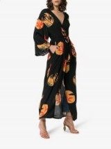 Onia Meika Palm Print Belted Maxi Dress in Black / long wrap dresses