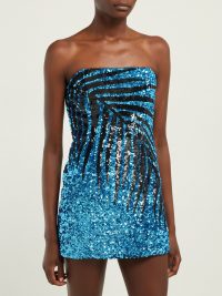 ATTICO Palm-motif blue sequin-embellished mini dress ~ glamorous style statement