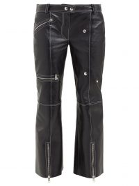 ALEXANDER MCQUEEN Panelled kick-flare leather trousers in black ~ structured zipped pants