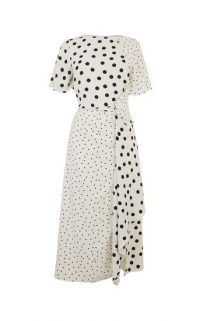 OASIS PATCHED SPOT MIDI DRESS Black and White / monochrome fashion