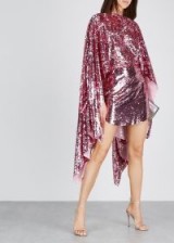 PAULA KNORR Pink cape-effect sequin mini dress / dazzling dresses / event glamour