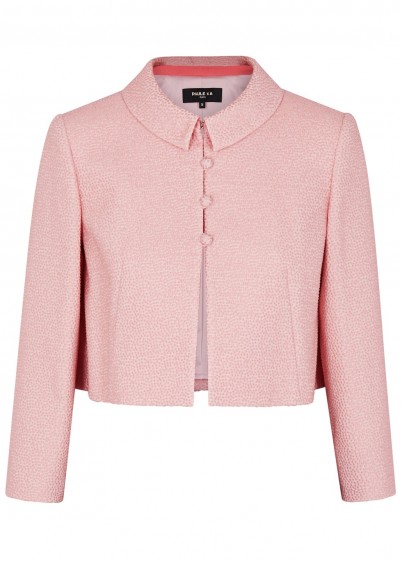 PAULE KA Pink cropped jacquard jacket ~ chic Jackie O style clothing
