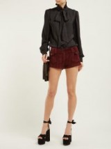 SAINT LAURENT Pocket-front corduroy shorts in burgundy ~ vintage summer look