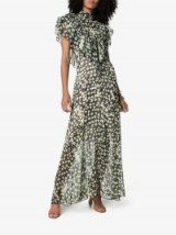 Preen By Thornton Bregazzi Emily Floral Print Ruffle Detail Maxi Dress / romantic style high neck dresses