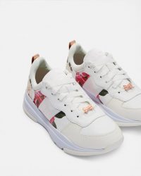 TED BAKER WAVERDI Printed chunky trainers in white / pretty floral sneakers