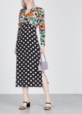 RIXO Gretal printed silk dress / polka dots and flower prints