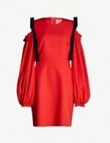 Red cold shoulder dresses ~ ROKSANDA Reia silk-blend dress in hibiscus