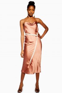 Topshop Rope Belt Midi Slip Dress in Rose | cami dresses