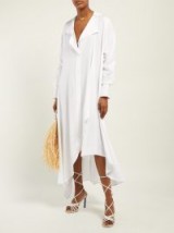 Chic asymmetric shirt dress ~ JACQUEMUS Rosaria voluminous white maxi shirtdress