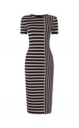 OASIS SPLICED STRIPE TUBE DRESS / blue striped bodycon