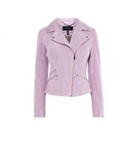 KAREN MILLEN Suede Biker Jacket in Lilac ~ luxe jackets