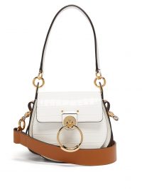 CHLOÉ Tess small crocodile-effect white leather cross-body bag