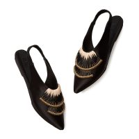 Sanayi 313 VENTOLA SLINGBACK MULES in Black / Natural ~ flat slingbacks