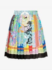 Versace Printed Pleated Silk Mini Skirt / multicoloured floral pleats