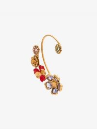 Versace Red And Gold Tone Flower Ear Cuff / floral jewellery