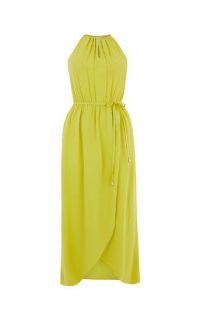 OASIS WRAP MIDI DRESS Lime Green