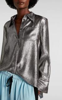 ROLAND MOURET ALGAR TOP in SILVER ~ open back metallic shirt