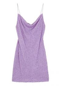 ALICE + OLIVIA Harmie lilac sequinned mini dress ~ skinny strap cowl neck slip dresses