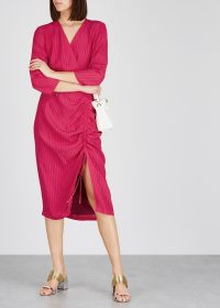 ALTUZARRA Oriana raspberry ruched dress ~ drawstring gathered ruching