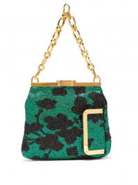 BIENEN-DAVIS 5AM floral lamé clutch in green / vintage look evening bags