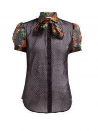 EDELTRUD HOFMANN Ann polka dot pussy-bow silk blouse / feminine floral trims