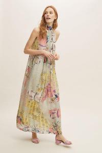 Bhanuni by Jyoti Floral-Printed Halterneck Maxi Dress / long halter dresses