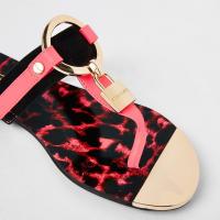 RIVER ISLAND Bright pink padlock flat sandal / summer flats