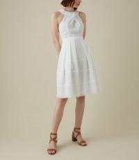 KAREN MILLEN Broderie Halterneck Dress in white ~ feminine summer clothing