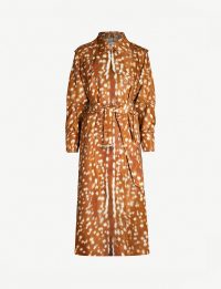 BURBERRY Deer-print shell trench coat in Honey / animal printed coats