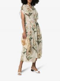 By Walid Aida Lotus Flower Printed Dress in Cream / feminine floral dresses