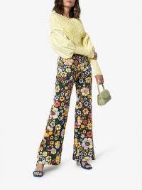 Cap Penelope Poppy Flower Knitted Trousers / retro flares