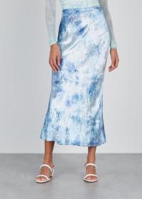 COLLINA STRADA Yod blue tie-dye velvet midi skirt ~ everyday luxe