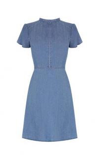 OASIS DENIM SKATER DRESS / blue fit and flare