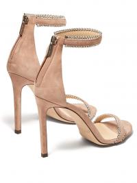 JIMMY CHOO Dochas 100 crystal strap suede sandals / shimmering crystals