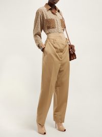 BURBERRY Double-waist mohair-blend poplin trousers in beige