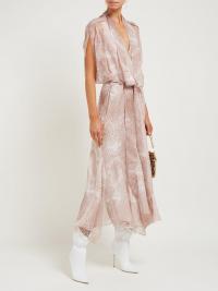 PETAR PETROV Dove snake-print silk midi dress in pink / floaty reptile prints