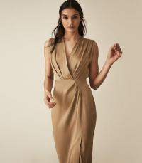 REISS ELAINI WRAP FRONT DRESS GOLD ~ luxe looks