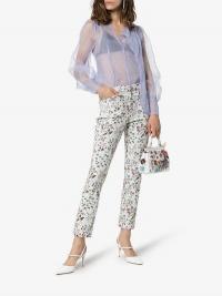 Erdem Sydney Floral Jacquard Skinny Cotton Blend Trousers / feminine summer pants