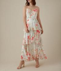 KAREN MILLEN Floral Maxi Dress in Cream / Multi ~ floaty summer event dresses