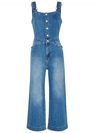 FRAME DENIM Claire blue stretch-denim jumpsuit | cropped leg dungarees