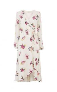 OASIS GARDEN CHIFFON MIDI DRESS / floral wrap dresses