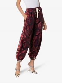 Gucci Contrast Print Silk Track Pants ~ sports luxe ~ cuffed trousers