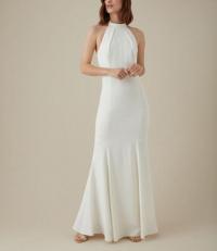 KAREN MILLEN Halterneck Maxi Dress in Ivory ~ evening elegance