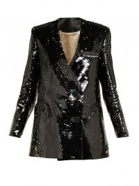 BLAZÉ MILANO Kelpie black sequinned double-breasted blazer / shimmering jackets